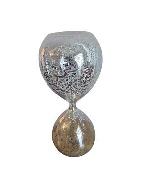 Vintage Decorative Silver Speckled Glass Hourglass Sand Timer 8" Approx. 30 Min.